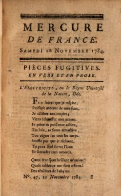 Mercure de France Samstag 20. November 1784