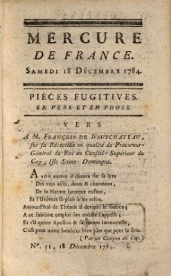 Mercure de France Samstag 18. Dezember 1784