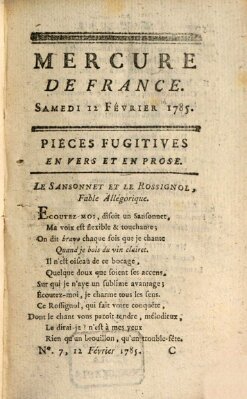 Mercure de France Samstag 12. Februar 1785