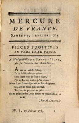 Mercure de France Samstag 19. Februar 1785