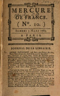 Mercure de France Samstag 5. März 1785