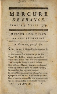 Mercure de France Samstag 9. April 1785