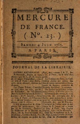 Mercure de France Samstag 4. Juni 1785