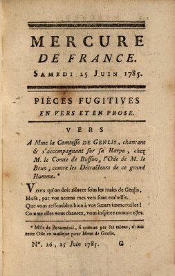 Mercure de France Samstag 25. Juni 1785