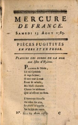 Mercure de France Samstag 13. August 1785