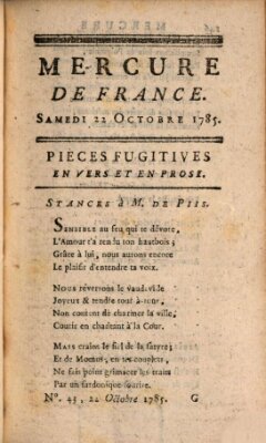 Mercure de France Samstag 22. Oktober 1785