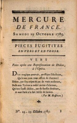 Mercure de France Samstag 29. Oktober 1785