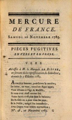 Mercure de France Samstag 26. November 1785