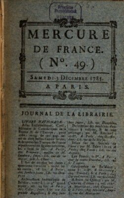 Mercure de France Samstag 3. Dezember 1785