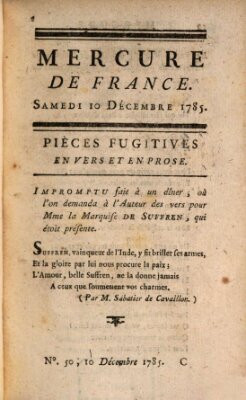 Mercure de France Samstag 10. Dezember 1785