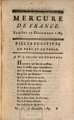 Mercure de France Samstag 17. Dezember 1785