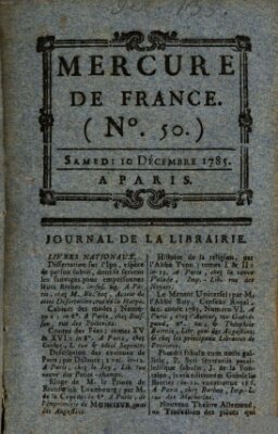 Mercure de France Samstag 10. Dezember 1785