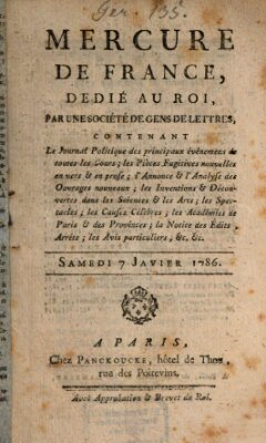 Mercure de France Samstag 7. Januar 1786