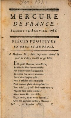 Mercure de France Samstag 14. Januar 1786