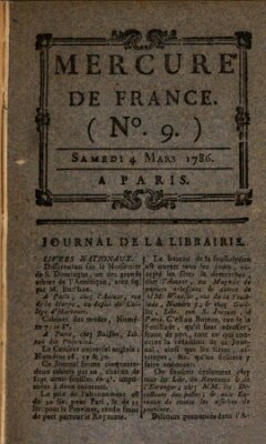 Mercure de France Samstag 4. März 1786