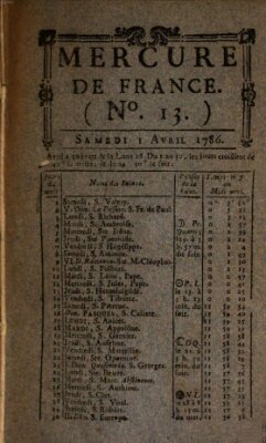 Mercure de France Samstag 1. April 1786