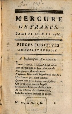 Mercure de France Samstag 20. Mai 1786