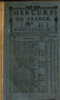 Mercure de France Samstag 28. Oktober 1786