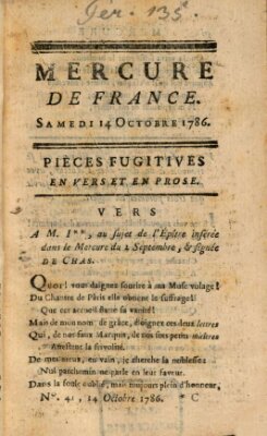 Mercure de France Samstag 14. Oktober 1786