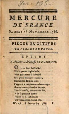 Mercure de France Samstag 18. November 1786