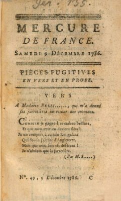 Mercure de France Samstag 9. Dezember 1786