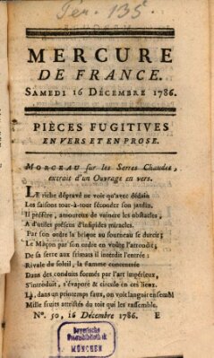 Mercure de France Samstag 16. Dezember 1786