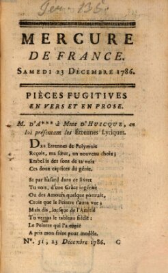 Mercure de France Samstag 23. Dezember 1786