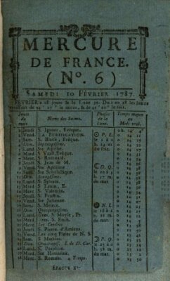 Mercure de France Samstag 10. Februar 1787