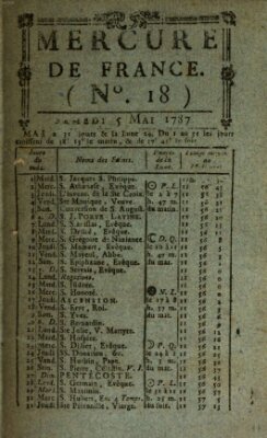 Mercure de France Samstag 5. Mai 1787