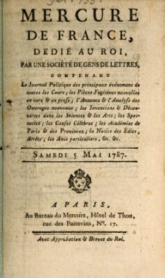 Mercure de France Samstag 5. Mai 1787