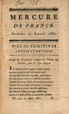 Mercure de France Samstag 25. August 1787