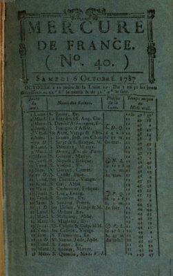 Mercure de France Samstag 6. Oktober 1787