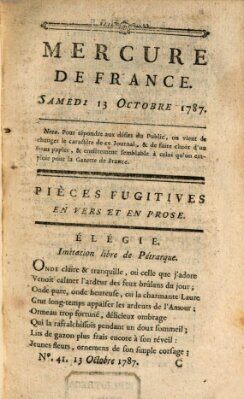 Mercure de France Samstag 13. Oktober 1787