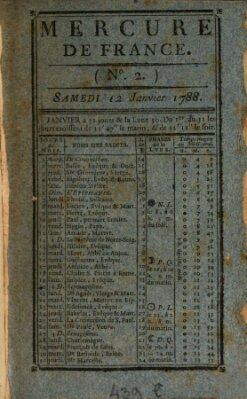 Mercure de France Samstag 12. Januar 1788