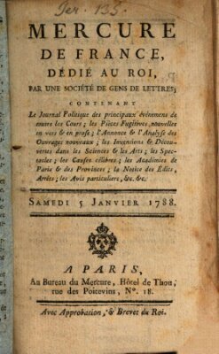 Mercure de France Samstag 5. Januar 1788