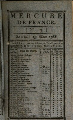 Mercure de France Samstag 29. März 1788