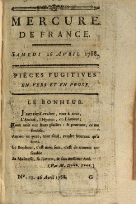 Mercure de France Samstag 26. April 1788