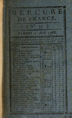 Mercure de France Samstag 2. August 1788