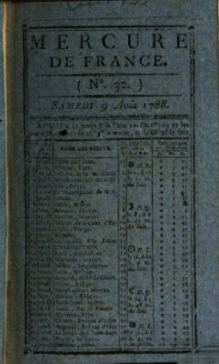 Mercure de France Samstag 9. August 1788