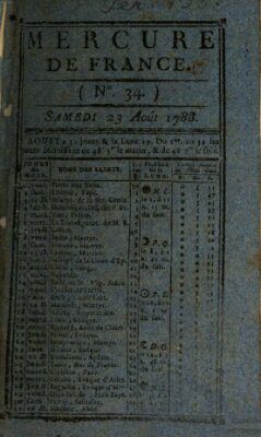 Mercure de France Samstag 23. August 1788