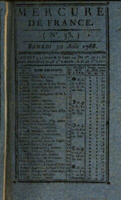 Mercure de France Samstag 30. August 1788