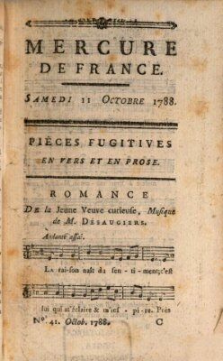 Mercure de France Samstag 11. Oktober 1788