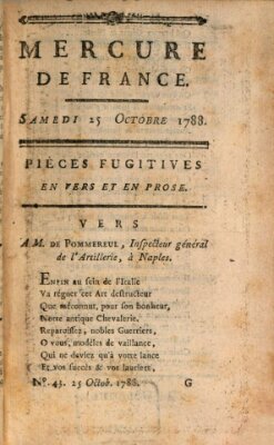 Mercure de France Samstag 25. Oktober 1788