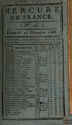 Mercure de France Samstag 15. November 1788