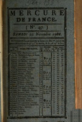 Mercure de France Samstag 22. November 1788