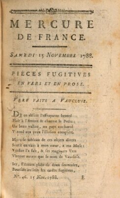 Mercure de France Samstag 15. November 1788