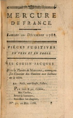 Mercure de France Samstag 20. Dezember 1788