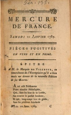 Mercure de France Samstag 10. Januar 1789