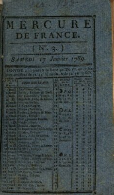 Mercure de France Samstag 17. Januar 1789