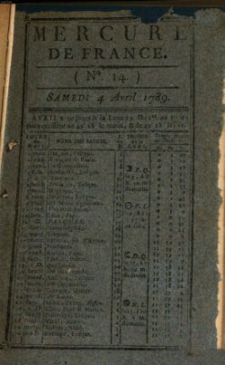 Mercure de France Samstag 4. April 1789